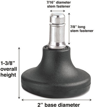 Master Caster® Bell Glides,  B Stem, 110 lbs./Glide, 5/Set
