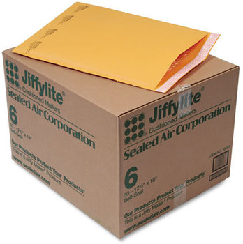 Sealed Air Jiffylite® Self-Seal Bubble Mailer,  Side Seam, #6, 12 1/2 x 19, Golden Brown, 50/Carton