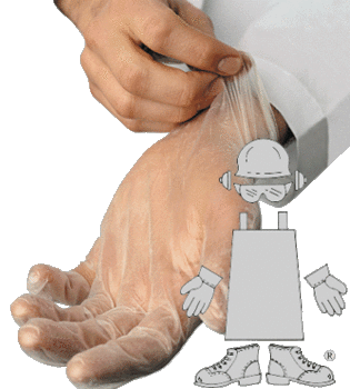 Gloves.  Vinyl.  Small Size.  4 Mil Thick, Rolled Cuff.  Powdered.  Non-Medical.  FFDCA Approved for Food Contact.