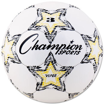 Champion Sports VIPER Soccer Ball, Size 3, 7 1/4"- 7 1/2" dia., White
