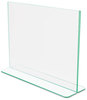 A Picture of product DEF-5991890 deflecto® Superior Image® Premium Green Edge Sign Holder,  Acrylic, 11 x 8 1/2, Clear