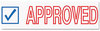 A Picture of product COS-035525 ACCUSTAMP2® Pre-Inked Shutter Stamp with Microban®,  Red/Blue, APPROVED, 1 5/8 x 1/2