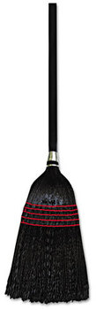 Boardwalk® Flag-Tip Janitor Push Brooms, Poly Bristles, 42" Handle, Natural/Black, 12/Case
