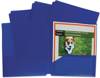 C-Line® Two-Pocket Heavyweight Poly Portfolio Folder with Three-Hole Punch,  Letter, Blue, 25/BX