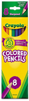 Crayola® Colored Pencil Set, 3.3 mm, BLK/BE/BN/GN/OE/RD/VT/YW, 8/Set