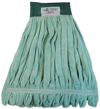 Boardwalk® Microfiber Looped-End Wet Mop Heads. Medium. Green.