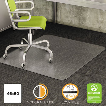 deflecto® DuraMat® Moderate Use Chair Mat for Low Pile Carpeting, Beveled, 46 x 60, Clear