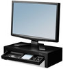 A Picture of product FEL-8038101 Fellowes® Designer Suites™ Monitor Riser For 21" Monitors, 16" x 9.38" 4.38" to 6", Black Pearl, Supports 40 lbs