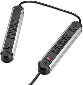 Fellowes® Ten-Outlet Metal Split Surge Protector 10 AC Outlets, 6 ft Cord, 1,250 J, Black/Silver