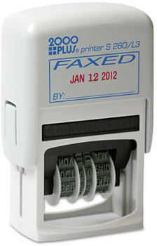 2000 PLUS® Economy Self-Inking Dater,  4 Messages, Red/Blue, 1 3/4 x 15/16