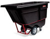 A Picture of product RCP-1305BLA Rubbermaid® Commercial Standard Duty Rotomolded Plastic Tilt Truck with 850 lb Capacity. 60.50 X 28.00 X 38.63 in. Black.