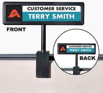 Advantus® People Pointer Cubicle Sign,  Plastic, 9 x 2 1/2, Black