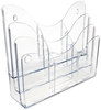 A Picture of product DEF-47631 deflecto® Three-Tier Document Organizer with Dividers,  13-3/8w x 3-1/2d x 11-1/2h, Clear