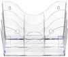 A Picture of product DEF-47631 deflecto® Three-Tier Document Organizer with Dividers,  13-3/8w x 3-1/2d x 11-1/2h, Clear