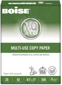 Boise® X-9® Multi-Use Copy Paper, 92 Bright, 20lb, 8-1/2 x 11, White, 2500 Sheets/Carton