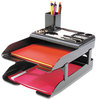 A Picture of product DEF-583004 deflecto® Corporate Desk Tray Set,  Two Tier, Plastic, Metallic Black