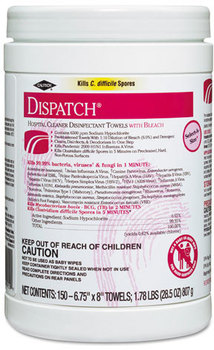 Clorox® Healthcare® Dispatch® Hospital Cleaner Disinfectant Towels with Bleach, 6 3/4 x 8, 150/Can