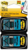 A Picture of product MMM-680IH2 Post-it® Flags Arrow Message 1" Page "Initial Here", Blue, 50 Dispensers/2 Dispensers/Pack