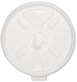 Dart® Lift n' Lock Plastic Hot Cup Lids, 10-14oz Cups, Translucent, 100/Sleeve, 10 Sleeves/Carton
