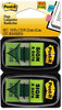 A Picture of product MMM-680SD2 Post-it® Flags Arrow Message 1" Page "Sign and Date", Green, 50 Flags/Dispenser, 2 Dispensers/Pack