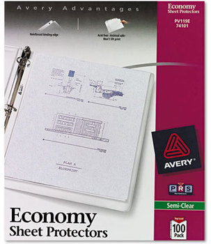Avery® Standard and Economy Weight Clear Semi-Clear Sheet Protector Top-Load Gauge, Letter, 100/Box