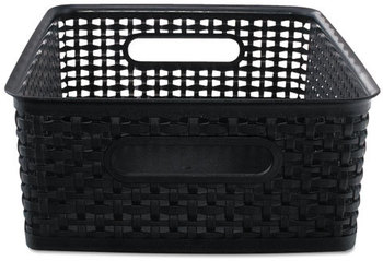 Advantus® Weave Bins,  13 7/8 x 10 1/2 x 4 3/4, Plastic, Black, 2 Bins