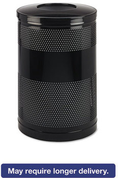 Rubbermaid® Commercial Classics Perforated Open Top Receptacle, Round, Steel, 51gal, Black