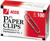 A Picture of product ACC-72320 ACCO Paper Clips #3, Smooth, Silver, 100 Clips/Box, 10 Boxes/Pack