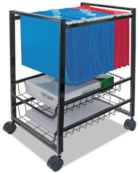 Advantus® Mobile File Cart with Sliding Baskets,  12 7/8w x 15d x 21 1/8h, Black