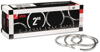 ACCO Loose-Leaf Book Rings Metal 2" Diameter, 50/Box