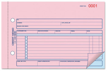 Rediform® Credit Memo Book,  5 1/2 x 7 7/8, Carbonless Triplicate, 50 Sets/Book