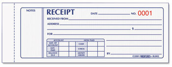 Rediform® Receipt Book,  2 3/4 x 7, Carbonless Triplicate, 50 Sets/Book