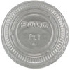 A Picture of product 106-404 SOLO® Cup Company No-Slot Portion Plastic Cup Lids,  3.25-9oz Cups, Clear, 100/Sleeve, 25 Sleeves/Carton