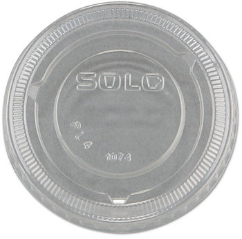 SOLO® Cup Company No-Slot Portion Plastic Cup Lids,  3.25-9oz Cups, Clear, 100/Sleeve, 25 Sleeves/Carton