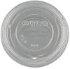 A Picture of product 106-404 SOLO® Cup Company No-Slot Portion Plastic Cup Lids,  3.25-9oz Cups, Clear, 100/Sleeve, 25 Sleeves/Carton