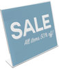 A Picture of product DEF-66701 deflecto® Slanted Desktop Sign Holder,  Plastic, 11 x 8 1/2, Clear