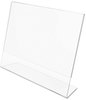 A Picture of product DEF-66701 deflecto® Slanted Desktop Sign Holder,  Plastic, 11 x 8 1/2, Clear