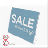 A Picture of product DEF-66701 deflecto® Slanted Desktop Sign Holder,  Plastic, 11 x 8 1/2, Clear