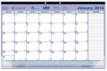 Brownline® Monthly Desk Pad Calendar 17.75 x 10.88, White/Blue/Green Sheets, Black Binding, Clear Corners, 12-Month (Jan to Dec): 2026