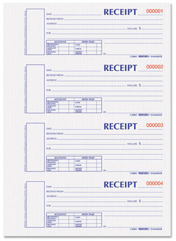 Rediform® Durable Hardcover Numbered Money Receipt Book,  2 3/4 x 6-7/8, Two-Part, 300 Forms