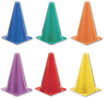 Champion Sports Indoor/Outdoor Cone Set,  Vinyl, Assorted Colors, 6/Set