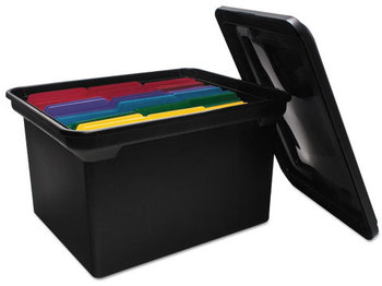 Advantus® File Tote with Lid,  Legal/Letter, Plastic, Black