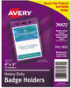 A Picture of product AVE-74472 Avery® Heavy-Duty Secure Top™ Name Badge Holders Vertical, 3w x 4h, Clear, 25/Pack