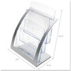 A Picture of product DEF-693745 deflecto® Three-Tier Literature Holder,  11-1/4w x 6-15/16d x 13-5/16h, Silver