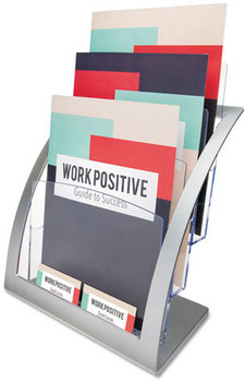 deflecto® Three-Tier Literature Holder,  11-1/4w x 6-15/16d x 13-5/16h, Silver