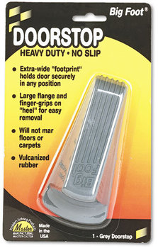 Master Caster® Big Foot® Doorstop,  No Slip Rubber Wedge, 2 1/4w x 4 3/4d x 1 1/4h, Gray