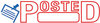 A Picture of product COS-035521 ACCUSTAMP2® Pre-Inked Shutter Stamp with Microban®,  Red/Blue, POSTED, 1 5/8 x 1/2