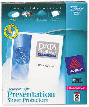 Avery® Heavyweight and Super Easy Load Diamond Clear Sheet Protector Top-Load Poly Protectors, Heavy Gauge, Letter, 50/Box