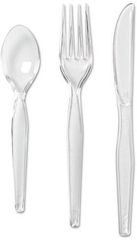 Dixie® Cutlery Keeper Tray with Clear Plastic Utensils: 60 Forks, 60 Knives, 60 Spoons per Box, 10 Boxes/Case