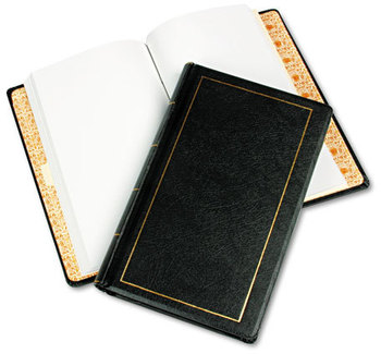 Wilson Jones® Looseleaf Corporation Minute Book, Black Leather-Like Cover, 250 Unruled Pages, 8 1/2 x 14